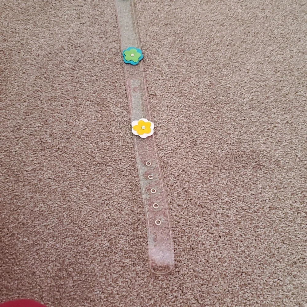 Clear Belt With Colorful Flowers